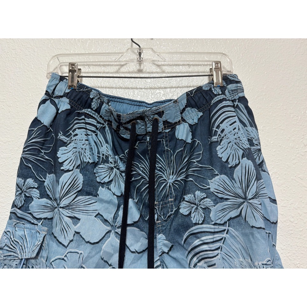 Newport Blue Mens Medium Swim Trunks Blue Tropical Hibiscus Floral Mesh Lined - Picture 2 of 7